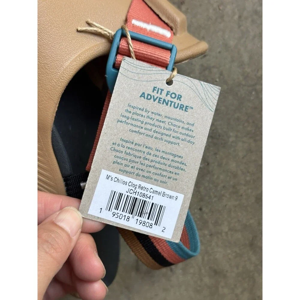 Chaco Chillos Clog Mens 9 Ochre Tan Teal Adjustable Strap Sandals NWT